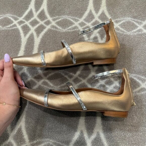 Malone Souliers Robyn Flats Metallic Gold and Silver Size 41 EU - Picture 2 of 8
